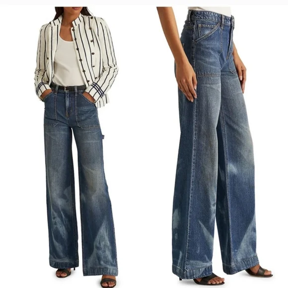 NWT Lauren Ralph Lauren Bleached Wide Leg Jeans Women’s Size 10 - Picture 12 of 16